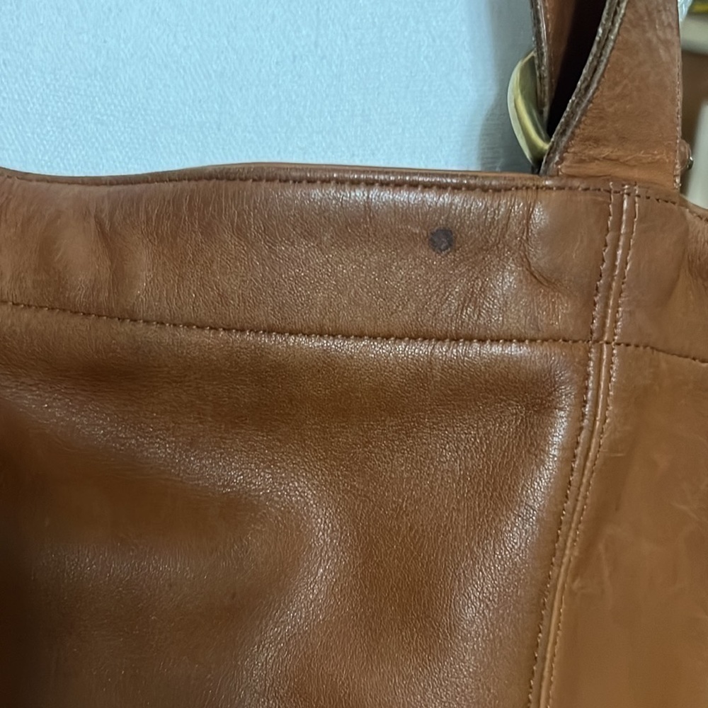 VTG COACH tote bucket bag naturally aged brown leather DYI beauty flawed gem - Picture 15 of 17